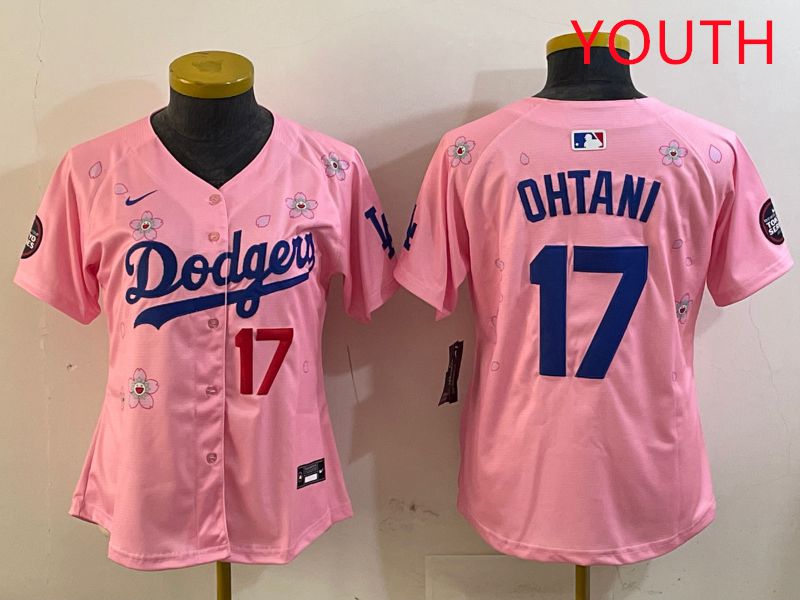 Youth Los Angeles Dodgers #17 Ohtani Pink Sakura Edition 2025 Nike MLB Jersey style 29->youth mlb jersey->Youth Jersey